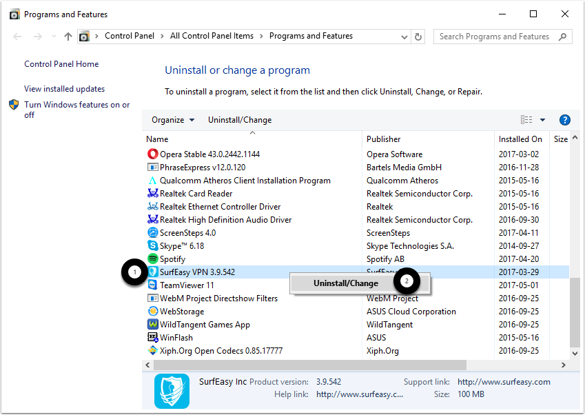 Surfeasy vpn как удалить с компьютера